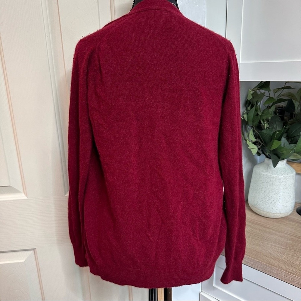 VTG 100% Cashmere Cardigan Sweater Women's Small Red Button Front Luxurious Soft - Picture 2 of 8